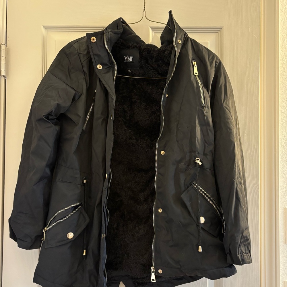 YMI Charcoal Fleece-Lined Outerwear